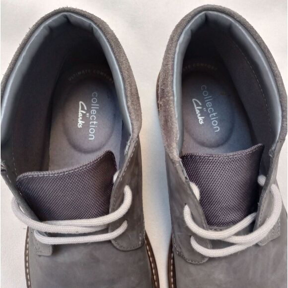 Clarks Grandin Top Chukka Boot in Gray Nubuck, size 8